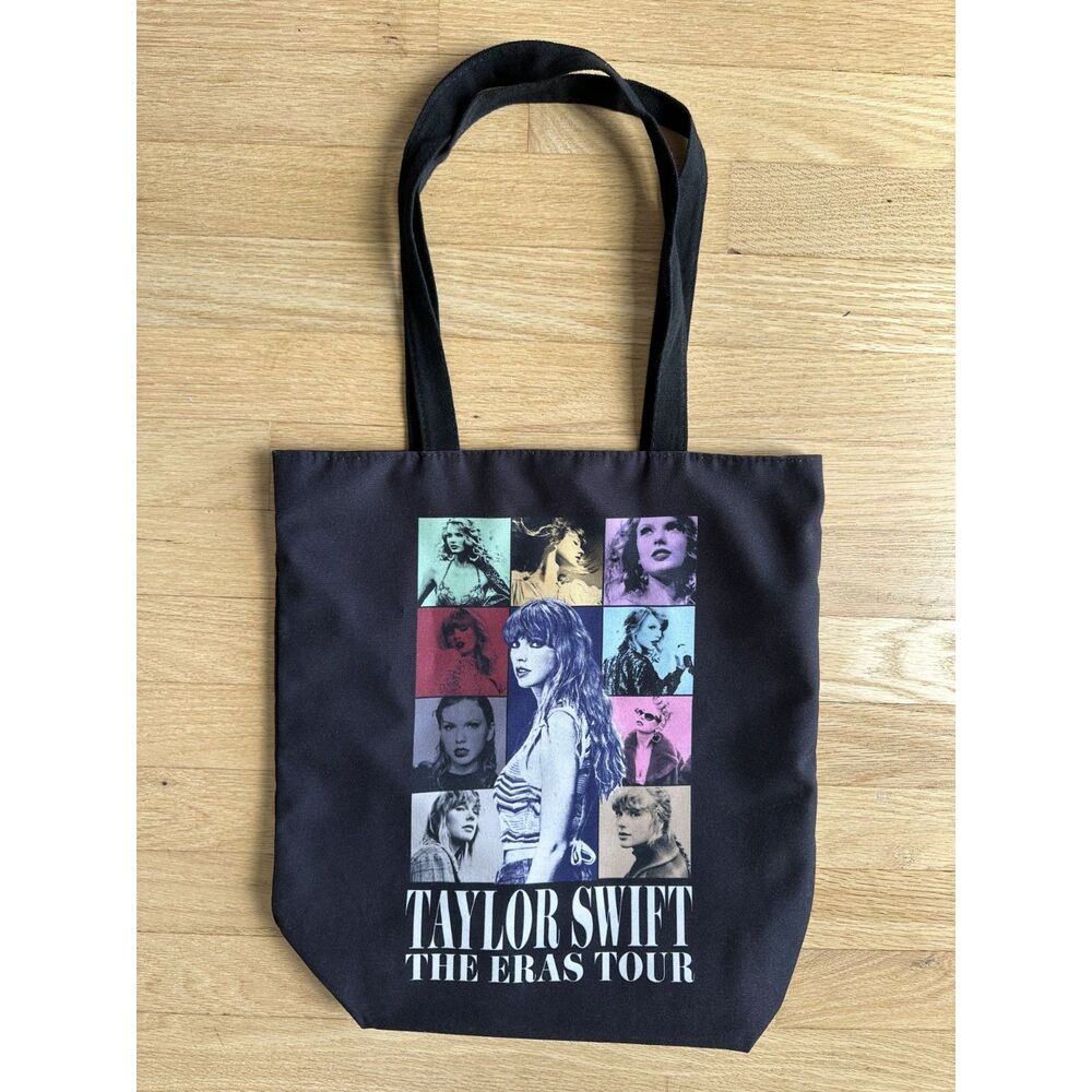 Taylor Swift The Eras Tour Official Merchandise Black Canvas Tote Bag Concert